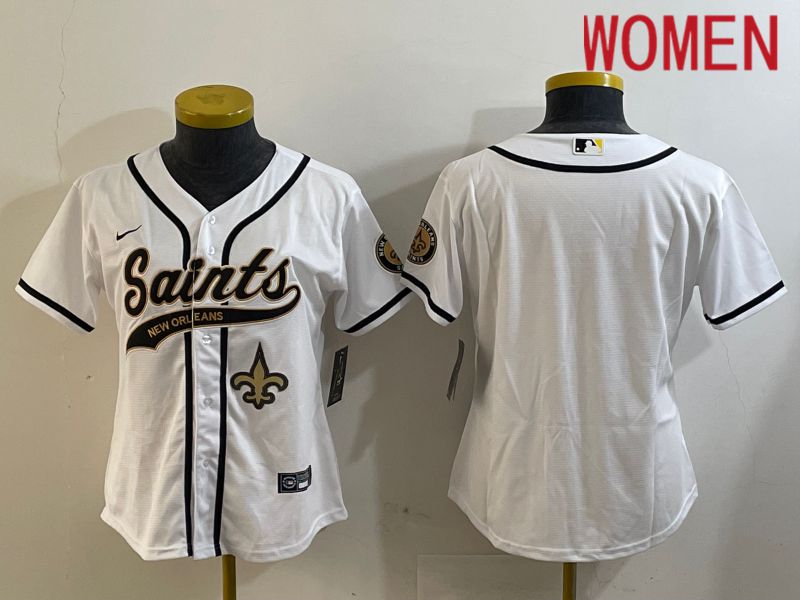 Women New Orleans Saints Blank White Joint Name 2024 Nike Limited NFL Jersey style 2